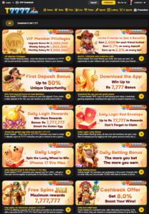 T7777 Game daily login rewards and bonus gifts