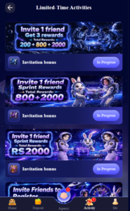 888gj mobile earning app interface showing color prediction and lottery game options